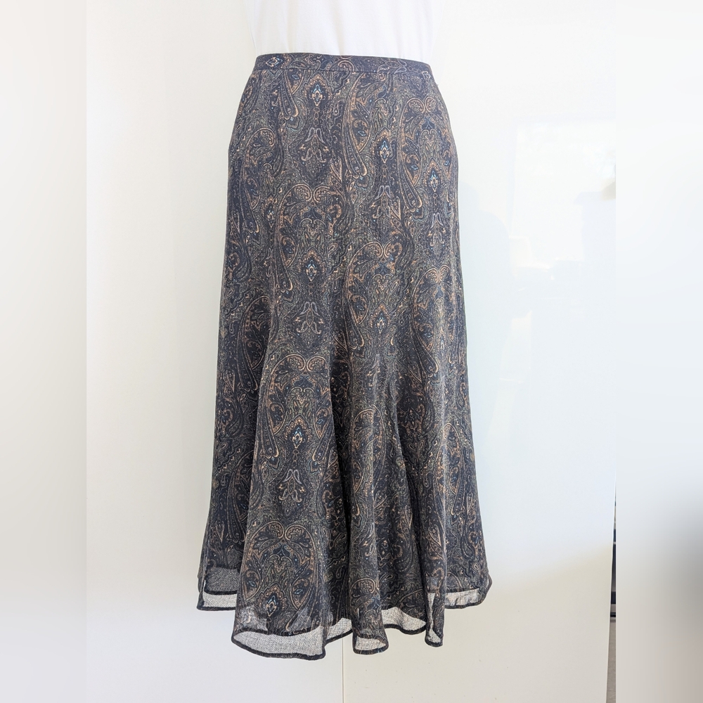 JONES NEW YORK Vintage '90s Wool Paisley Print Fit And Flare Skirt, Size 12